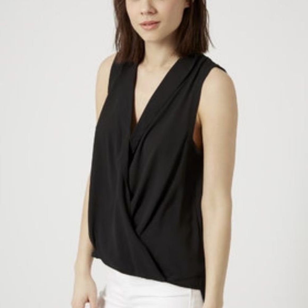 TOPSHOP Draped Faux Wrap Sleeveless Blouse